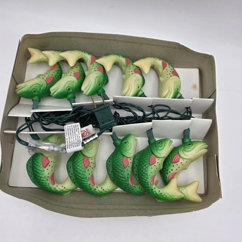 Trout Fish String Lights Two Set Vintage 1990s Party Patio RV Camper TESTED NEW